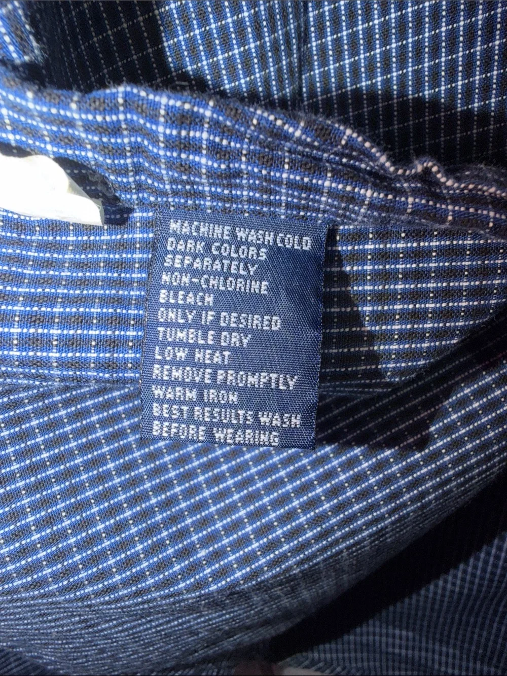 Chaps Ralph Lauren Men’s Large Blue Check Button Down Shirt Cotton - Picture 4 of 11